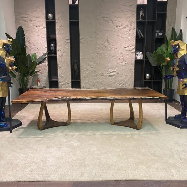 Walnut Wood & Clear Epoxy Live Edge Dining Table – Custom River Table in Multiple Sizes